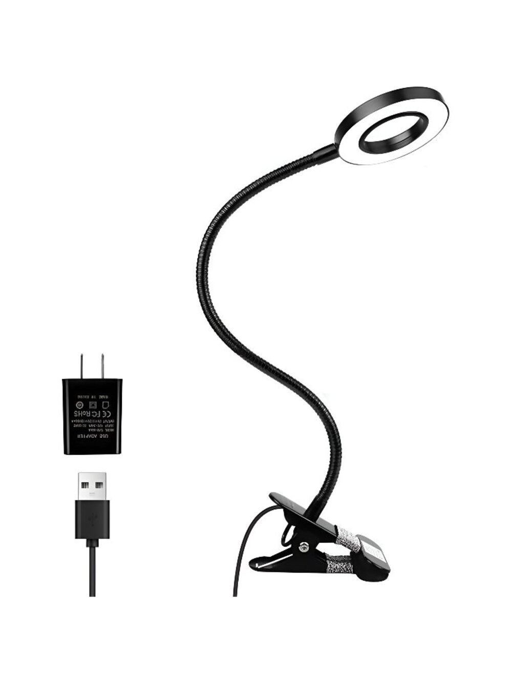 Desk Clip on Lamp with 5V 2A Adapter, 10 Dimmable Brightness 3 Modes